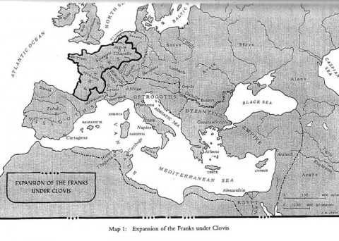 แผนที่ยุคแรก แสดง อาณาจักรไบแซนไทน์ อาณาจักรโรมัน ก่อนที่จะได้รับอิทธิพลจากอาหรับ (ก่อน ค.ศ. 700)