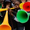 South African boys blow Vuvuzela